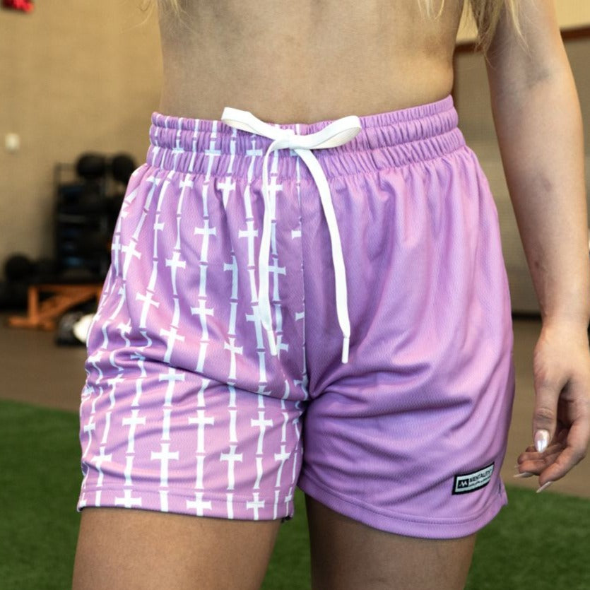 CROSS MESH SHORTS - PINK