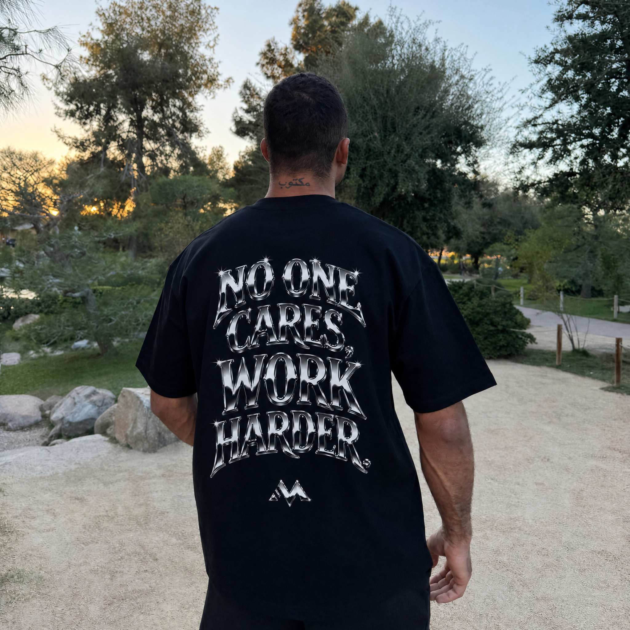 'NO ONE CARES WORK HARDER' TEE - CHROME